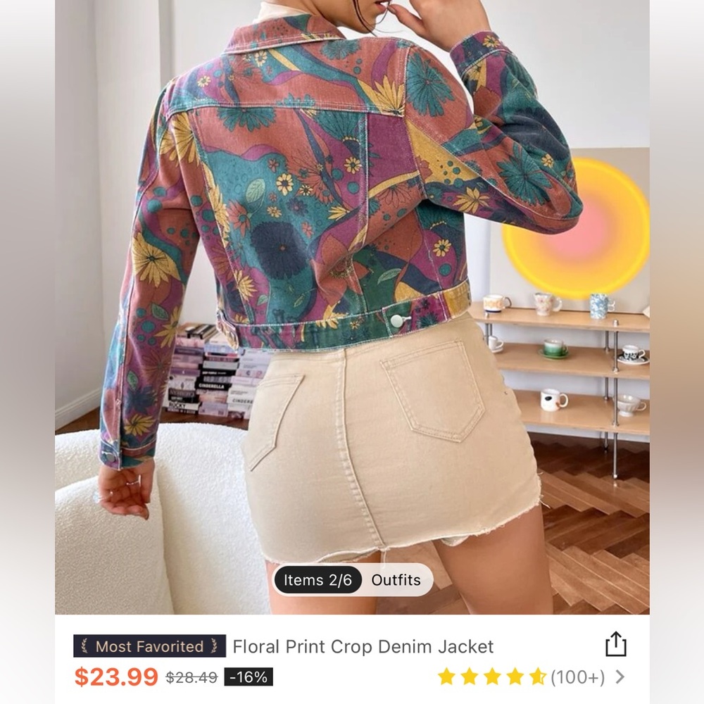 Small SHEIN cropped printed jacket